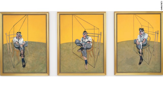 A painting by famed British artist Francis Bacon sold for $142,405,000 on Tuesday, breaking the record as the most expensive piece of art ever auctioned, according to a statement from the auction house.  	The artwork---titled Three Studies of Lucian Freud--- was sold after 6 minutes of bidding in the room and on the phone at the auction house, Christie???s, in New York City, according to Elizabeth Van Bergen, spokeswoman for Christie???s.   	 	Painted in 1969, it is known as one of Bacon???s most iconic, as it features Lucian Freud at the apex of his relationship with Bacon, according to the auction house???s statement.  	The 3 panel piece of art, known as a triptych, features Freud sitting on a wooden chair in varied positions, the statement said.  	The previous record for a work of art sold at an auction was Edward Munch???s The Scream, painted in 1895, for over $119 million dollars in 2012 at Sotheby???s New York, according to the statement. 	Bacon???s previous record for his work was over $86 million for another triptych painted in 1976 and sold in 2008 at Sotheby???s New York, according to the statement.